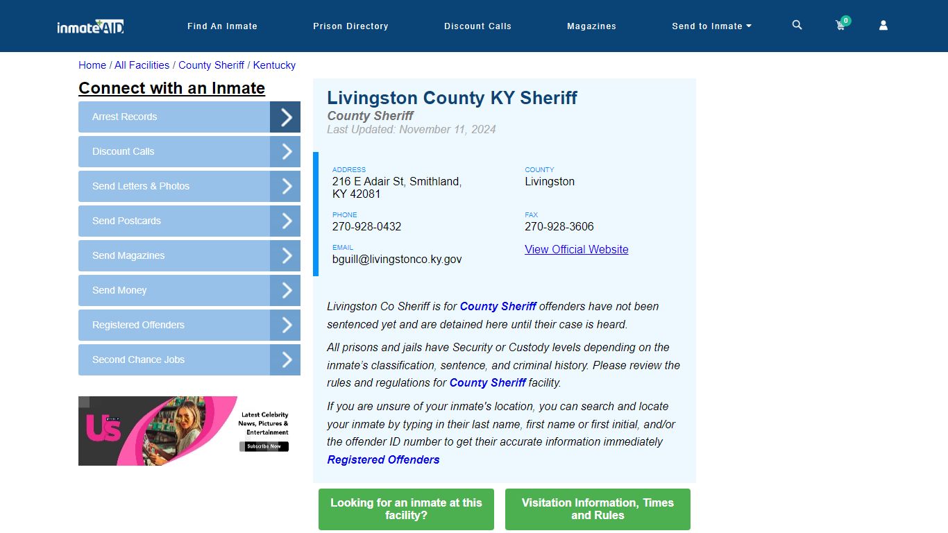 Livingston County KY Sheriff - Arrests Warrants - InmateAid